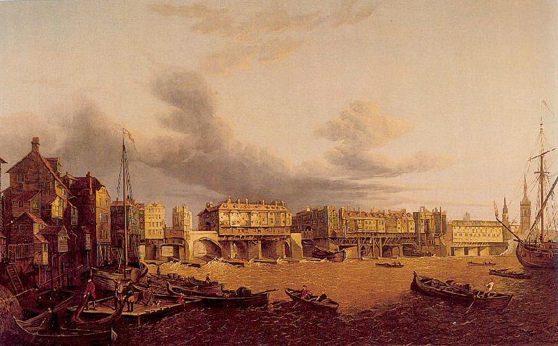Paul, John View of Old London Bridge as it was in 1747 oil painting picture